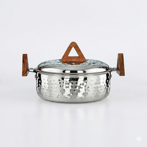 Mejor Colección de Cazuelas Ramadan Candid Manufacturing Co 2500 ML Colección Larin Olla de Acero Inoxidable Plateada y con Detalles en Madera - Product Image 1