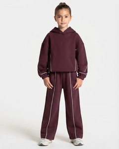 Conjunto Deportivo para Niña, Sudadera con Capucha y Pantalones de Color Sólido, Felpa Francesa Transpirable, Informal, para Invierno, Fitness - Product Image 1