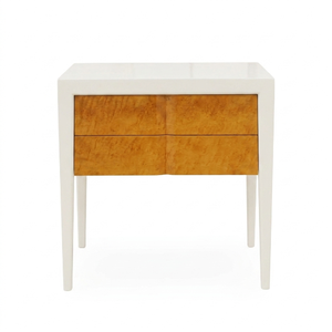 Mesita de Noche Moderna de Madera Blanca con 2 Cajones, Mueble de Dormitorio, Hecho en Indonesia - Product Image 1