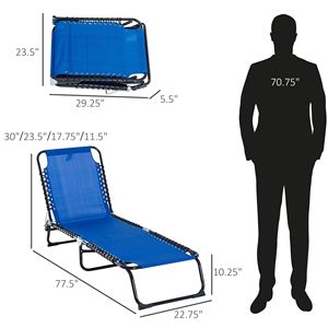 Lettino Pieghevole Moderno a 4 Posizioni, Reclinabile Portatile con Rete Traspirante, Regolabile per Esterni e Patio, Blu Scuro - Product Image 3