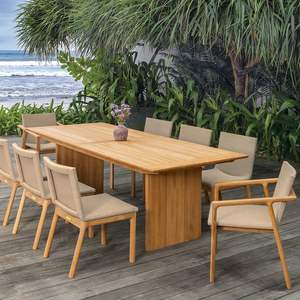 Mesa de comedor moderna rústica de madera maciza de teca, mesa rectangular resistente para proyectos de restaurantes y hoteles - Product Image 2