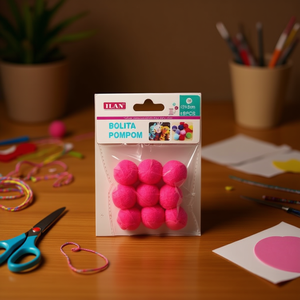 Pallina di pon pon Ilan da 3,0 cm rosa per decorazioni artigianali e progetti fai da te - Product Image 2