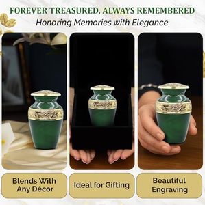 Luxury Brass <b>Keepsake</b> Cremation Urn <b>Memorial</b> Tribute Holder Designed With Durable Secure Closure And Fine Detailing - Product Image 2