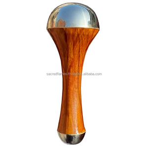 Masseur facial traditionnel Kansa Wand, manche en bois ayurvédique, métal bronze, outil de massage pour le visage et le corps, détoxifiant - Product Image 4