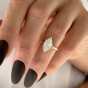 2 Carat Marquise Lab Grown Diamond Cathedral <b>Split</b> Shank Dainty Engagement <b>Ring</b> , 14k Gold , 6 Prongs , IGI Certified - Product Image 1