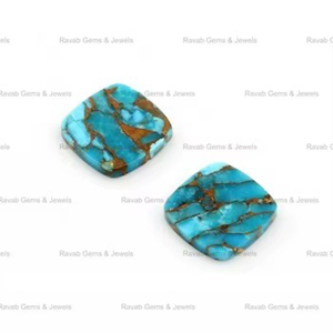 Pierres précieuses naturelles en vrac de la meilleure qualité, 12 mm, forme coussin plate, turquoise Mohave Kingman bleu cuivre, quartz, pour la fabrication de bijoux et de bagues - Product Image 1