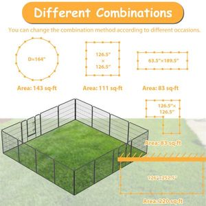 Recinto per Cani da Esterno Resistente da 32 Pollici con 16 Pannelli e Porte, Recinzione Temporanea per Animali Domestici per Gioco ed Esercizio - Product Image 4