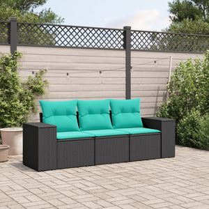 Conjunto de Sofás Grandes para Patio, en Ratán Sintético Negro con Acero con Recubrimiento en Polvo, Elegantes Sofás de Jardín - Product Image 1