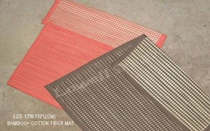 Premium Handwoven Checkered Bamboo Cotton Fiber <b>Folding</b> Rectangle Retro <b>Table</b> Mat Set with Contrast Border - Product Image 2