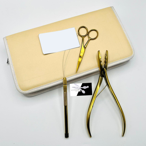 Kit d'outils pour extensions capillaires imperméables à micro-perles dorées, tenue forte, avec pinces en acier inoxydable, ciseaux, outil à boucle, Fusion CLIP Micro Loop - Product Image 4