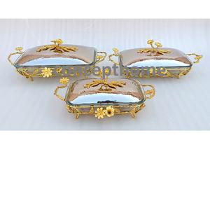 Plats de service de qualité supérieure, design occidental, grande taille, en métal et verre martelé, pour table, logo personnalisable, style occidental - Product Image 6