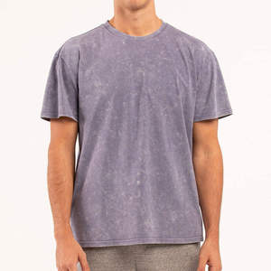 T-shirt Homme en Coton Délavé Effet Acide, Coupe Oversize, Style Vintage, Tendance Streetwear Décontracté - Product Image 1