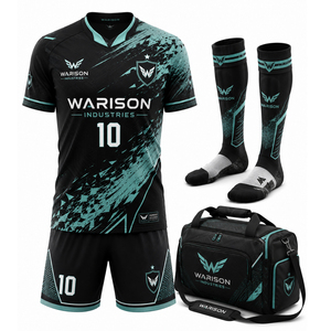 Sublimation Printing Unisex Football Uniform Kit 100% Polyester Soccer Jersey Short Sock And Sports Bag Set - Product Image 1