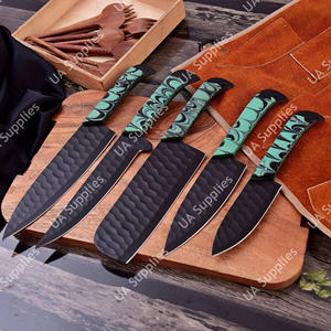 Juego de Cuchillos de Chef Profesionales de 5 Piezas, Hechos a Mano, con Hoja de Acero 12C27, Acabado Mate con Recubrimiento en Polvo, Funda de Cuero - Product Image 3