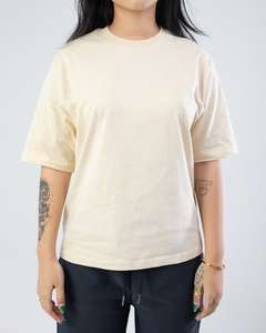 T-shirt ample en coton épais pour femme, coupe oversize, épaules tombantes, style décontracté - Product Image 1