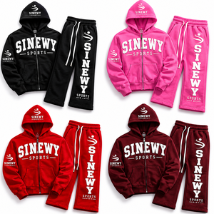 Custom Logo 100% Cotton Woven Thermal Winter Sweatsuit 2-Piece Set <b>Mens</b> Jogger Pants - Product Image 2