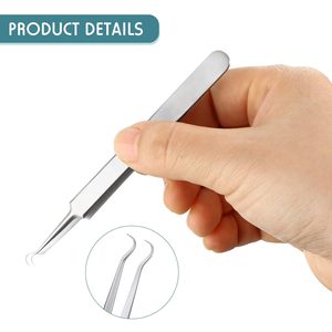 Stainless Steel <b>Blackhead</b> Tweezers Pimple <b>Extractor</b> Tool Curved Bend Design for Whitehead Removal Skin Care Instruments - Product Image 2