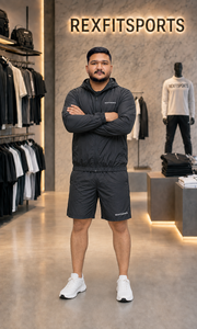 REXFIT SPORTS 2026 Conjunto de Chaqueta Cortavientos y Pantalones Cortos de Nailon Negro Personalizado, Marca Privada, Ropa Deportiva Urbana para Hombre - Product Image 2