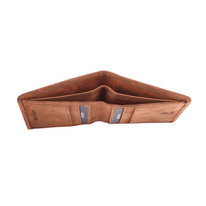 Portefeuille en cuir véritable pour homme avec emplacements pour cartes, design fin à double pli, marron, porte-monnaie de voyage, porte-billets, accessoire minimaliste pour usage quotidien - Product Image 1
