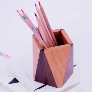 Pen And Pencil Holder Box Wooden Pen Holder Rectangle Carved Minimalist Office Organizer Storage Rack for <b>Desk</b> Use - Product Image 6