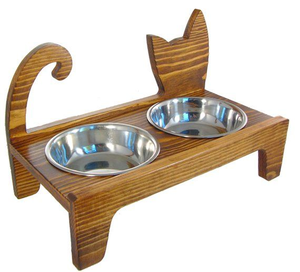 Bols pour Nourriture et Eau pour Chiens et Chats, Cadre en Bois Naturel, Écologique, Fait Main, Bol en Métal Poli Vintage avec Emballage en Carton - Product Image 4