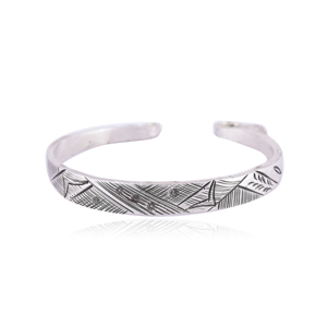 925 Sterling <b>Silver</b> Geometric Engraved Charm <b>Bracelet</b> Tribal Pattern Open Kada Gift & Party Jewelry - Product Image 3