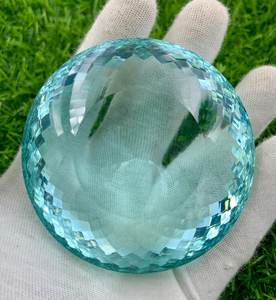Pierre précieuse ronde facettée en quartz bleu suisse, grande taille, pour la fabrication de bijoux, la décoration intérieure, la présentation, vente en gros de pierres précieuses - Product Image 1