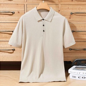 Suéteres de lana de alta calidad para hombre, suéteres de verano para negocios, suéter polo fino de manga corta tejido. - Product Image 6