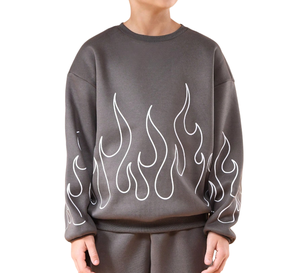 Conjuntos de Sudadera con Capucha de Forro Polar Sólido Estilo Urbano de Invierno para Niños, 100% Algodón, Oversize, Casual, Hombros Caídos, Chándales Ajustados - Product Image 3