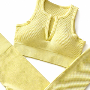 Ropa Deportiva Personalizada de Alta Elasticidad, Cintura Elástica Transpirable, Venta Directa de Fábrica, Conjunto de Yoga para Mujer, Diseño Sólido - Product Image 3