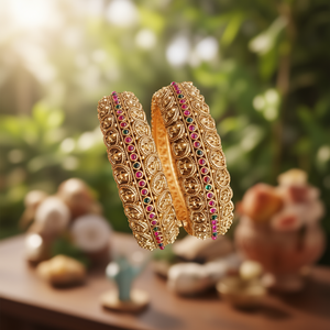 Gold Plated Lakshmi Big Kada Bangles with Zircon for Engagement - Product Image 3