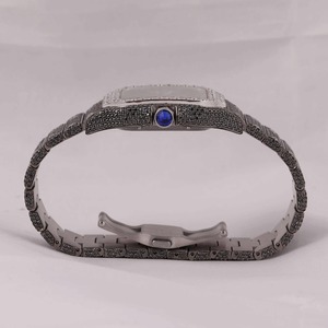 Reloj de Lujo de Acero Inoxidable con Incrustaciones de Moissanita y Diamantes Redondos, Esfera Cuadrada, Estilo Hip Hop, para Hombre y Mujer, India - Product Image 4