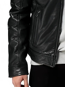 Casual Vintage Faux Leather Jacket Solid PU Stand Collar Zipper Front Regular Fit Features Motorcycle Pockets jacket for <b>men</b> - Product Image 3