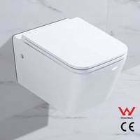 WC monobloc moderne en céramique à double chasse, à poser contre le mur, avec siphon en P, sans réservoir, cuvette incluse