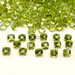 Peridoto natural tallado en forma de cojín, piedras preciosas de 4 mm, peridoto verde facetado, piedras sueltas calibradas, cuentas de peridoto para la fabricación de colgantes de joyería. - Product Image 5