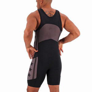 ชุดกีฬา Five B Men Red Wrestling Singlet แขนกุด คอกลม ผ้าสแปนเด็กซ์ โพลีเอสเตอร์ ชุดชิ้นเดียว สำหรับทุกฤดูกาล - Product Image 4