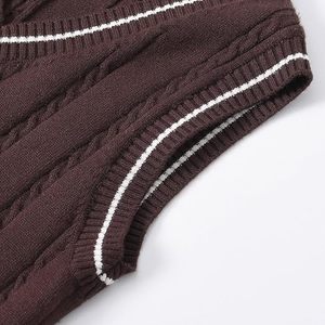 Gilet pull sans manches en laine/acrylique pour garçons, col en V, avec bordure contrastante, pour l'hiver - Product Image 4