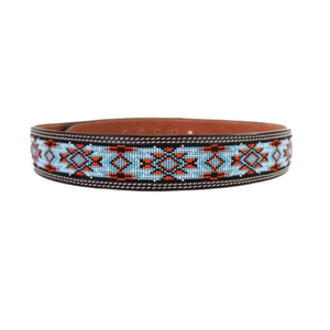 Cinturón de Cuero Vacuno Estilo Western Hecho a Mano con Hebilla Decorada con Cuentas para Hombre y Mujer - Product Image 1