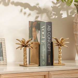 Luxury design cast aluminum gold date palm tree bookend set metal decorative <b>book</b> holder tropical design customization available - Product Image 4