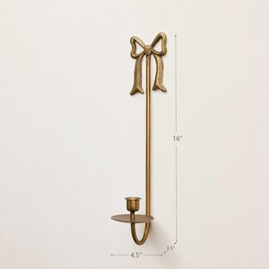 Metal Wall-Mounted Candle Sconce <b>Holders</b> Gold Finish Modern <b>Bow</b> Design Christmas Home Decoration Handmade Durable - Product Image 6