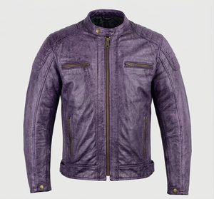 Chaqueta de Motociclista de Cuero Vacuno Genuino Marrón Silo Sports, Transpirable, para Invierno, con Cuello Alto y Cremallera, para Hombre - Product Image 6