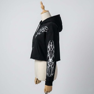 Sudadera con Capucha de Algodón Francés de Alta Calidad, 400 g/m², con Estampado Gráfico Reflectante Personalizado en la Parte Delantera, para Mujer, Invierno - Product Image 3