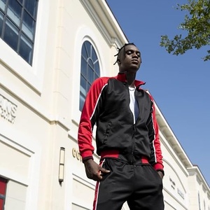 Ensemble de jogging deux pièces pour homme, noir et rouge, à manches longues, col montant zippé, style sportif, couleur unie, respirant, pour l'automne - Product Image 5