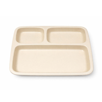 Assiette à 3 compartiments 100 % mélamine pure, plateau de service alimentaire pour la restauration (9,5 x 9,8 pouces)