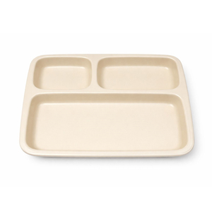 Plato de Melamina 100% Pura con 3 Compartimentos, Bandeja para Servir Alimentos para Uso en Restaurantes y Servicios de Catering (9.5 x 9.8 Pulgadas) - Product Image 1