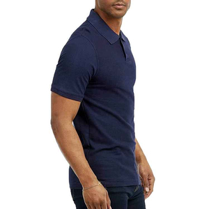 เสื้อโปโลผู้ชายแขนสั้นสีพื้น ผ้าทอ ทรงปกติ สไตล์ลำลอง สีกรมท่า - Product Image 6