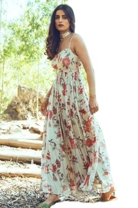 Vestido largo Floral con estampado de algodón con bloque de mano indio, ropa de verano informal con estilo para niñas, regalo de dama de honor de ajuste moderno - Product Image 2