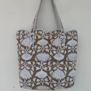 Bolsos de Mano de Algodón Acolchado Hechos a Mano en India, de Color Sólido, con Cierre de Cremallera, Ecológicos, de Gran Capacidad, para Compras de Mujeres - Product Image 1