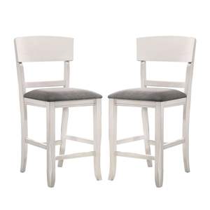 Set di 2 sedie da pranzo imbottite in tessuto bianco e grigio - Product Image 1