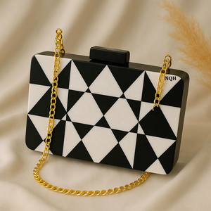 Bolso de Mano de Lujo Hecho a Mano, Duradero y Ecológico, de Madera y Resina, con Diseño Geométrico Incrustado, Cadena Cruzada, Logotipo Personalizado, Bolso de Noche - Product Image 5